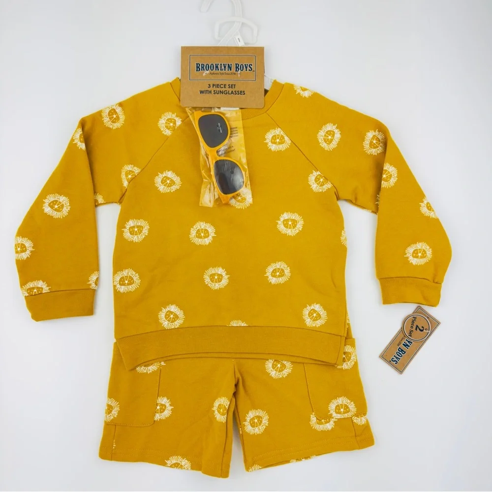 Brooklyn Boys Toddler Boys 2-Piece Fleece Shorts Outfit-Yellow, Size 3T NWT NEW - Picture 1 of 5